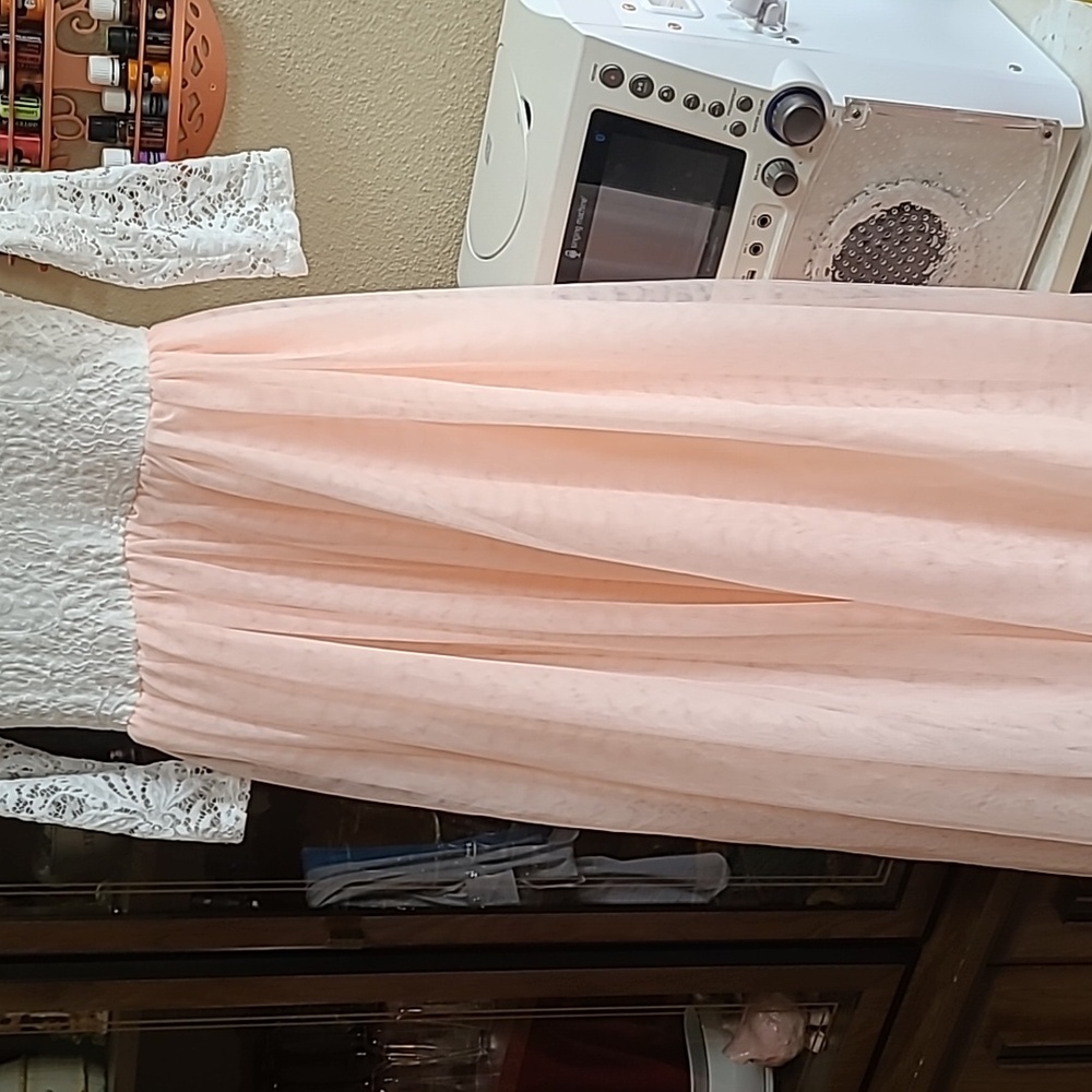 Peach and white dress